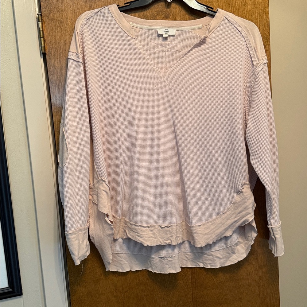 Entro Soft Pink Textured Knit Top